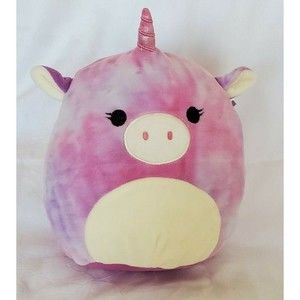 Kellytoy Squishmallow Lola The Tie Dye Unicorn Super Soft Plush Toy Purple Pink